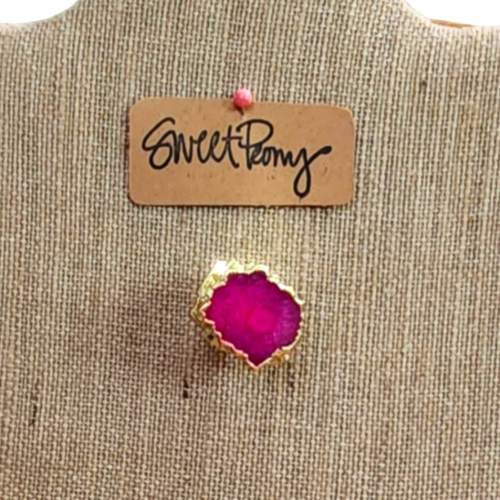Hot Pink and Gold Statement Ring